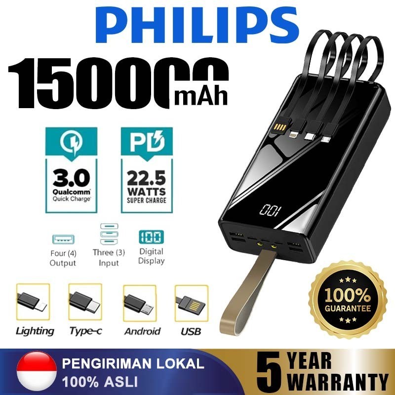 PRODUK TERBARU # Philips 150000mAh Power Bank Power Bank Awet Tahan Lama 22.5W  Power Bank Original 