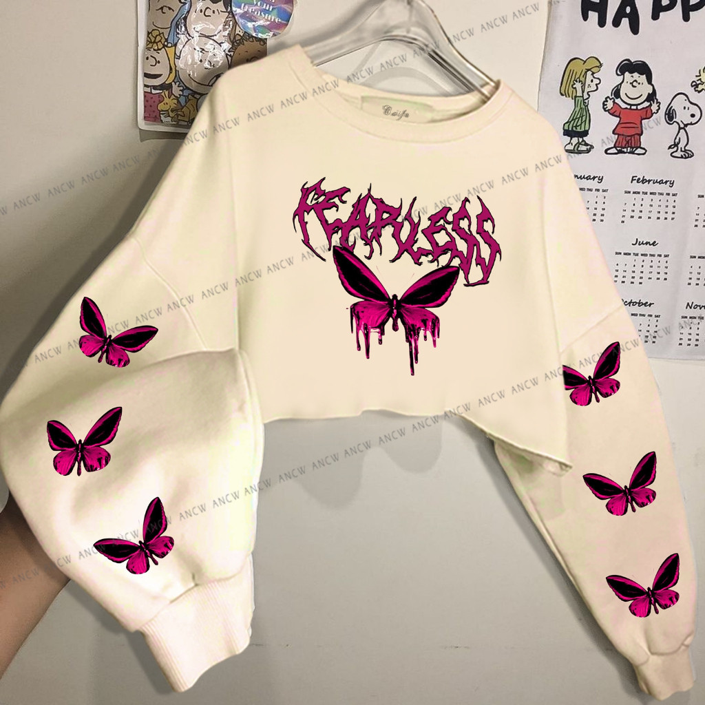 FEARLESS SWEATER CROP KOREAN STYLE TERBARU by anamilastore