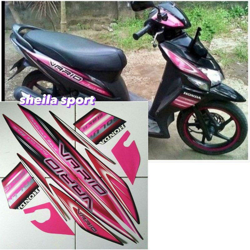Striping vario 110 stiker honda vario karbu 110 cw 2007 2008 hitam pink