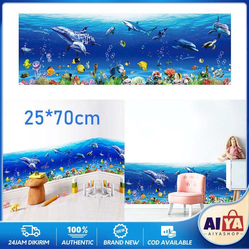 Wall Sticker Dinding Anak Sea World Fish Wallsticker List 25X70Cm / Hiasan Dinding Kamar Anak Dekora