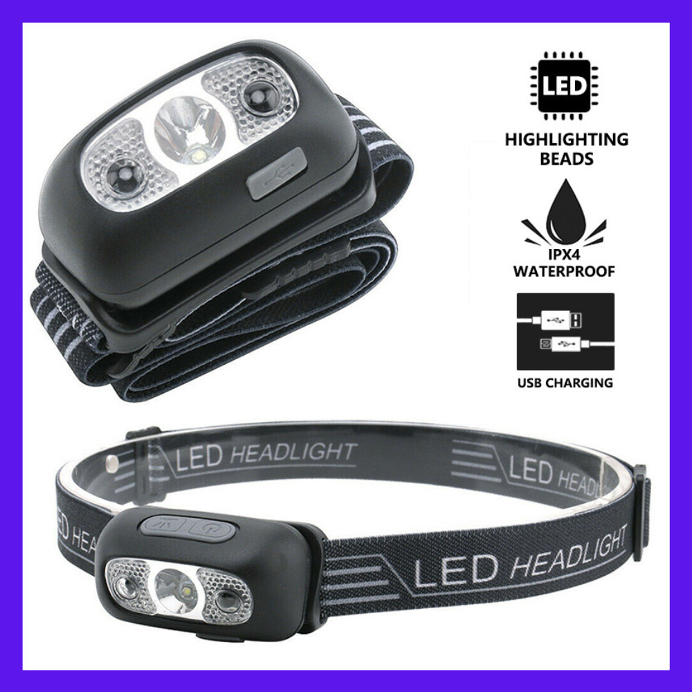 TokoMaspul-Headlamp Senter Kepala Headlamp Sensor LED Waterproof Rechargeable IPX4 OOBEST Senter Kep