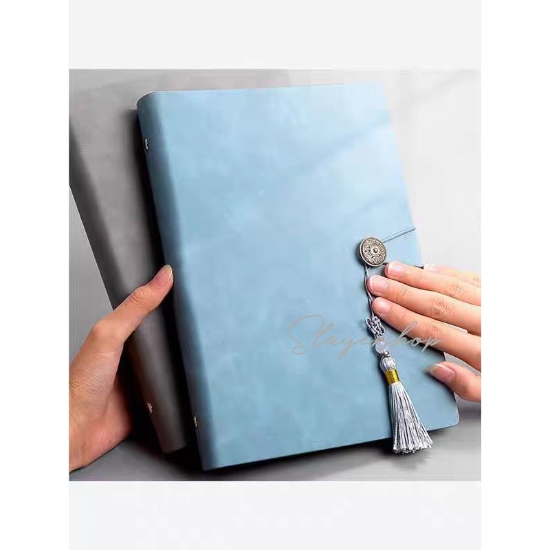 

160 halaman Buku catatan kulit yang elegan Binder A5 Binder dengan liontin simpul Klip Buku Catatan