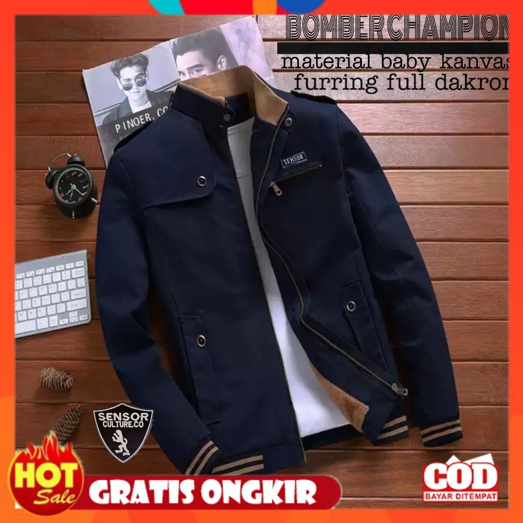 BAHAN ADEM HALUS LEMBUT TEBAL / [ COD ] Jaket Bomber Pria / Jaket Bomber Champion Original Sensor
