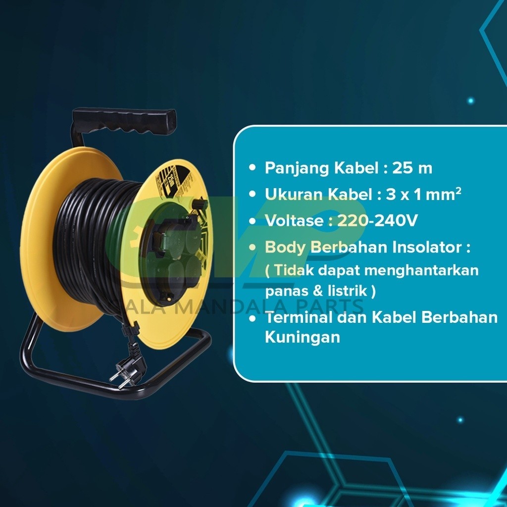 Kenmaster Kabel Roll 25 Meter SNI Kabel Gulung Panjang Flexible