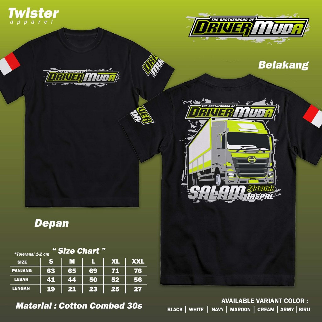 Kaos Driver Muda Salam 3 Pedal 1 Aspal - Baju Distro Racing Kata Kata Driver Muda Truk Truck - TWA50