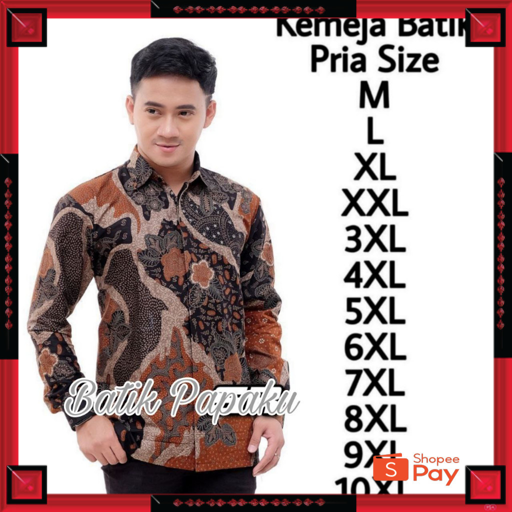 KAIN ADEM LEMBUT HALUS TEBAL / Kemeja Batik Pria Lapis Furing BigSize Jumbo Warna Teracota Orange Ba