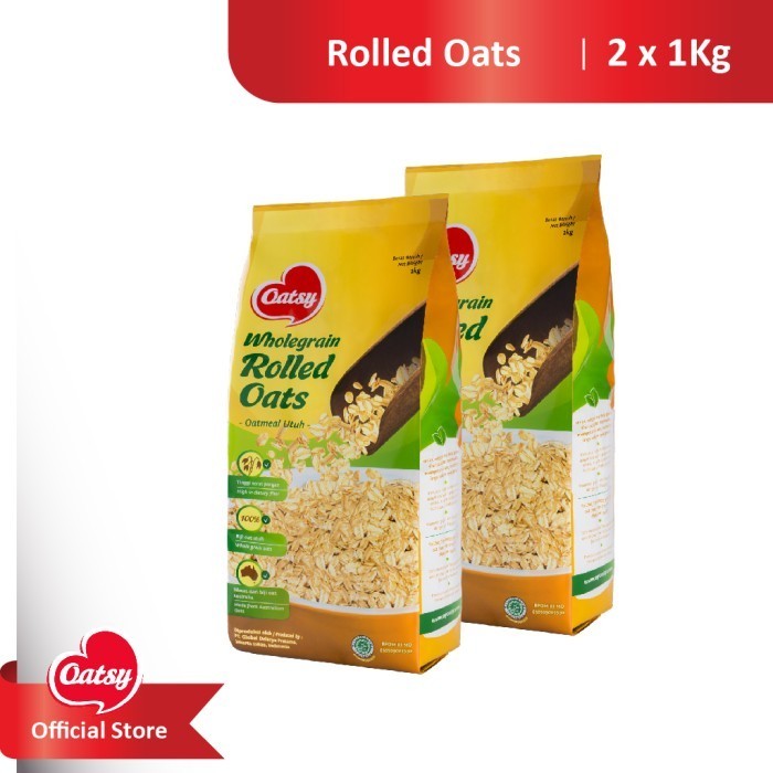 

[Terbaru] OATSY Oatmeal Rolled Oats 1kg (Double Pack)