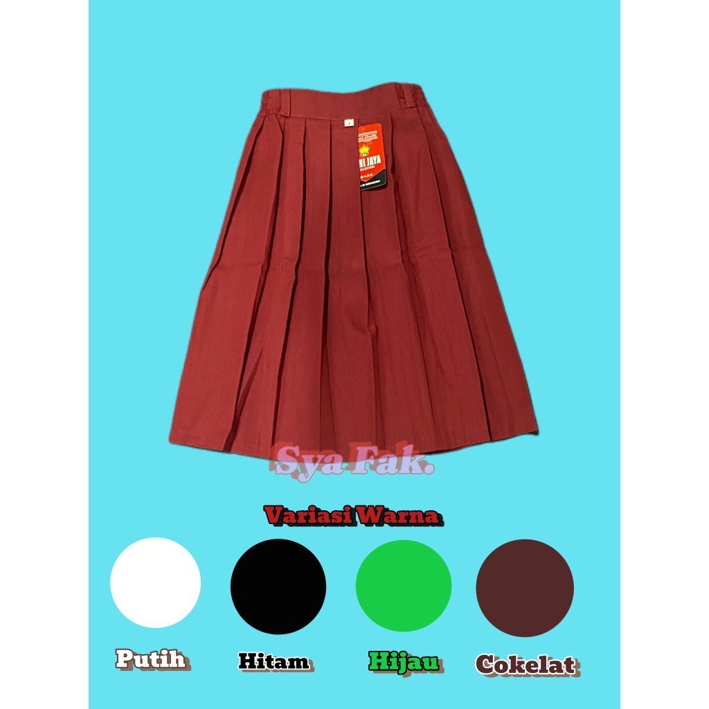 Rok Rempel Pendek Sekolah SD Warna Coklat Putih Merah hitam hijau