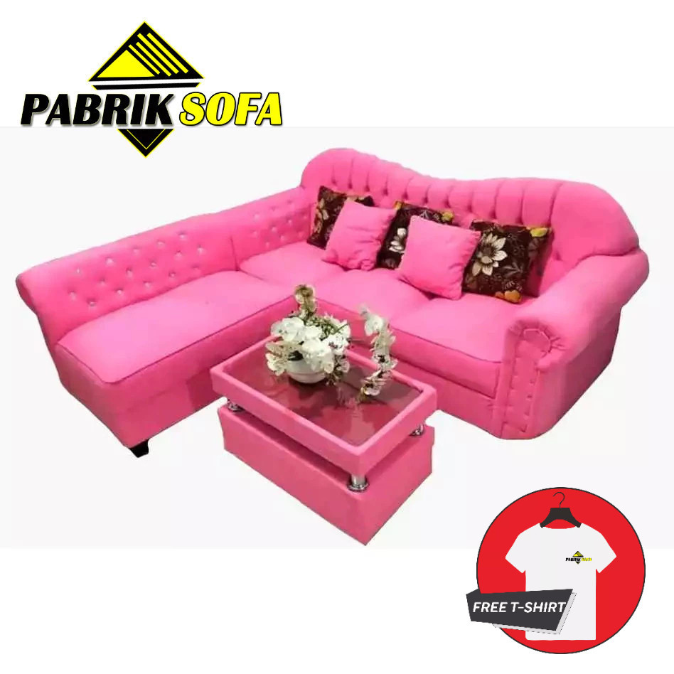 Sofa L kupu kupu sofa minimalis harga pabrik sofa warna pink BREBES