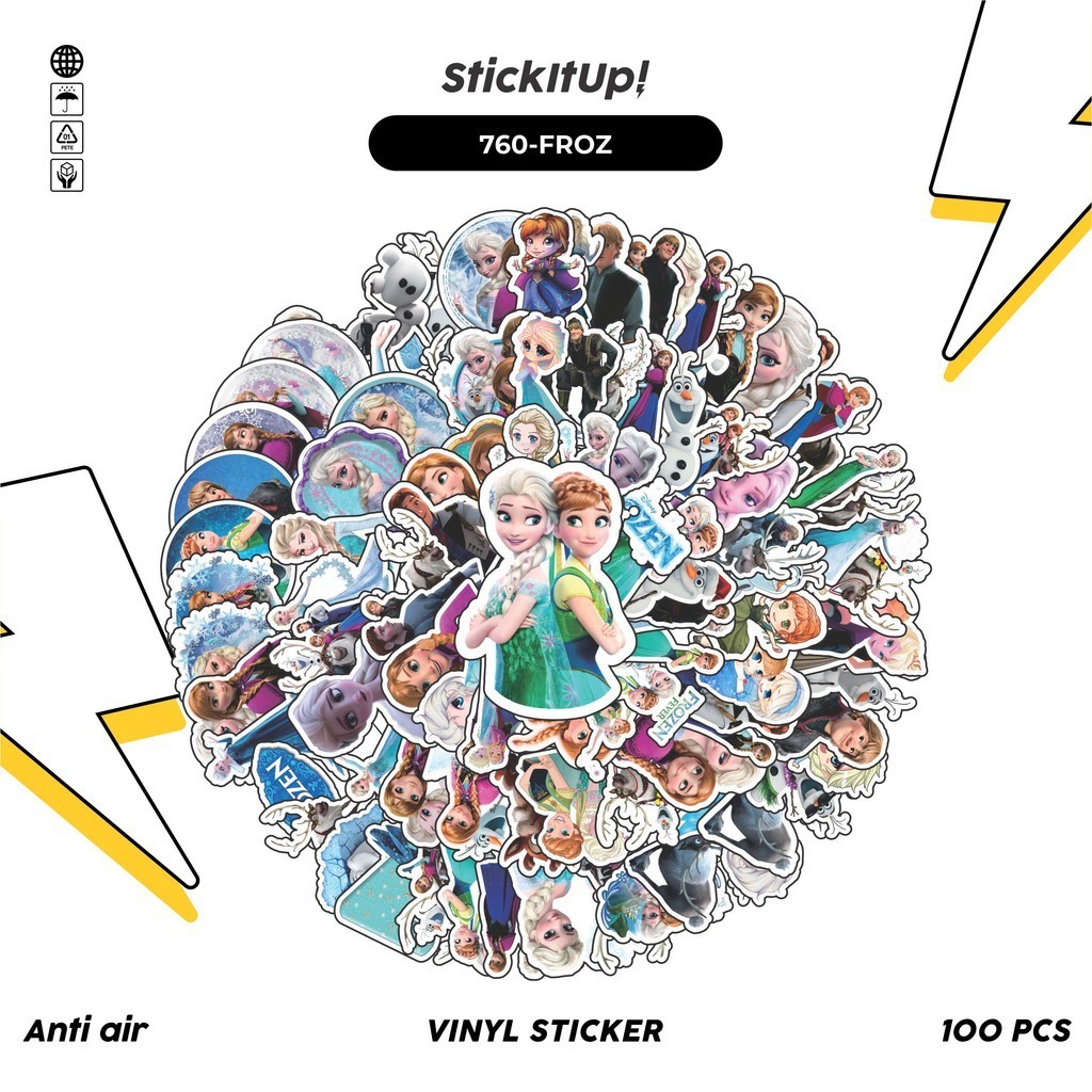 

COD✨ 100 Pcs Stiker Pack Disney Frozen V2 Lucu Aesthetic Vynil Waterproof untuk Freebies Sticker Buku Journal Casing HP Laptop