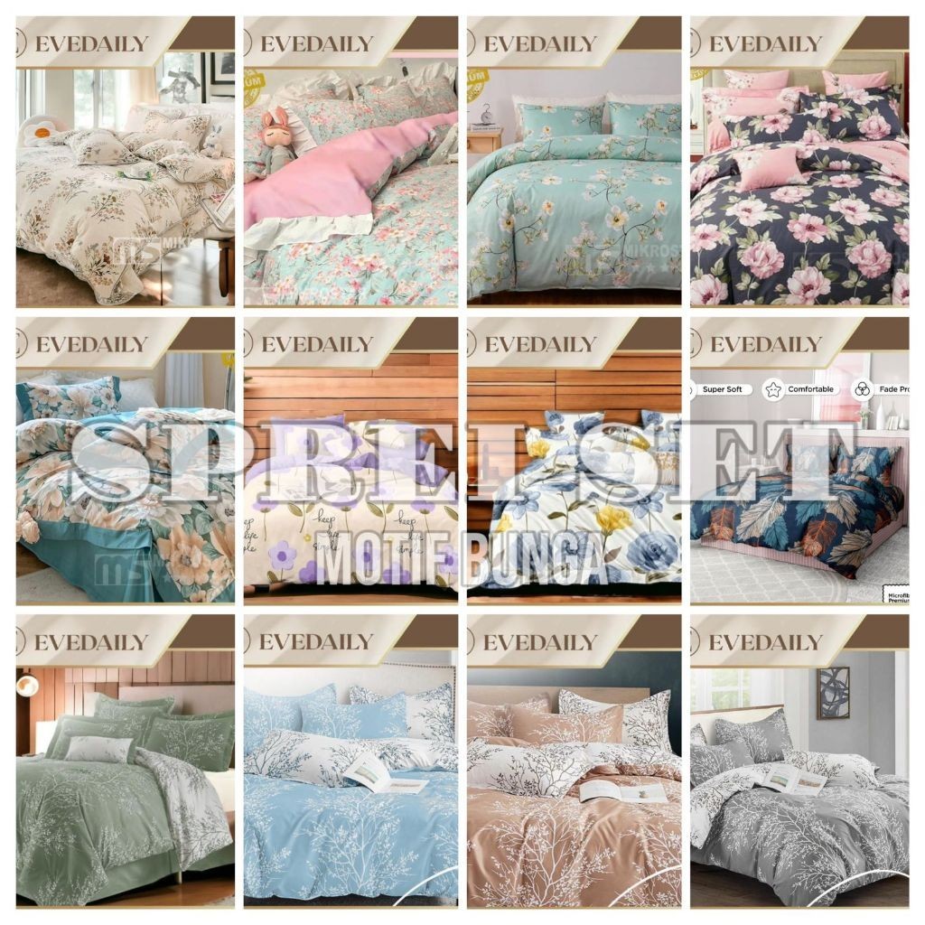 SPREI AESTHETIC MOTIF BUNGA KOREA - UKURAN LENGKAP - EVEDAILY