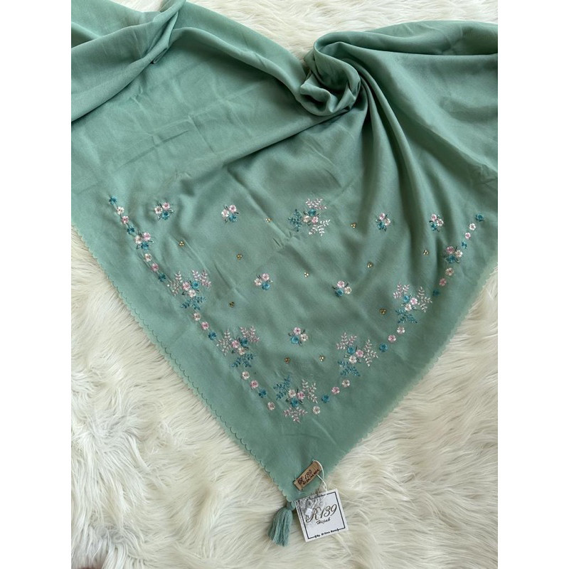Terlaris ~kerudung Segi Empat Voal Bordir Seruni By R139 Hijab Ori Hijab Elegan  Hijab Laris Premium