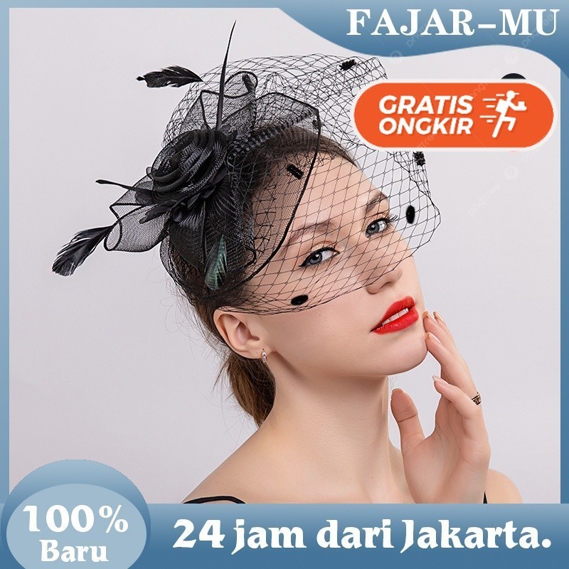 Terlaris ~Jepit Jala Fascinator /Fascinator Hat Aksesoris Topi Jaring Hiasan Rambut Kepala Untuk Pes