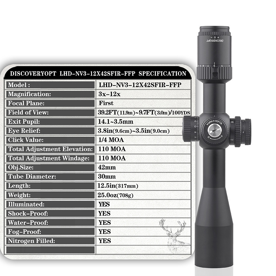 Teleskop Discovery LHD-NV 3-12x42SFIR FFP Telescope Discoveryopt LHD NV 3-12x42 SFIR FFP