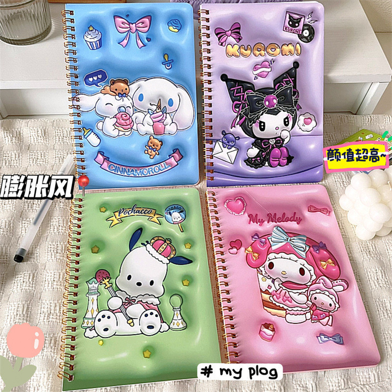 

(STR23) Buku Tulis Catatan Sekolah Sanrio 3D Ring Note book Cinamorol Melodi Kuromi Pocacho Spiral