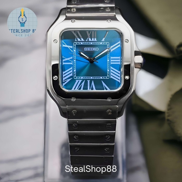 Seiko MOD Santos Blue Dial NH35 SeikoMod