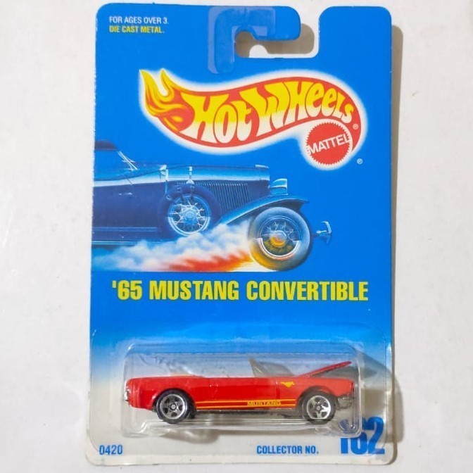 Hotwheels 65 Ford Mustang Convertible merah 1992 open hood