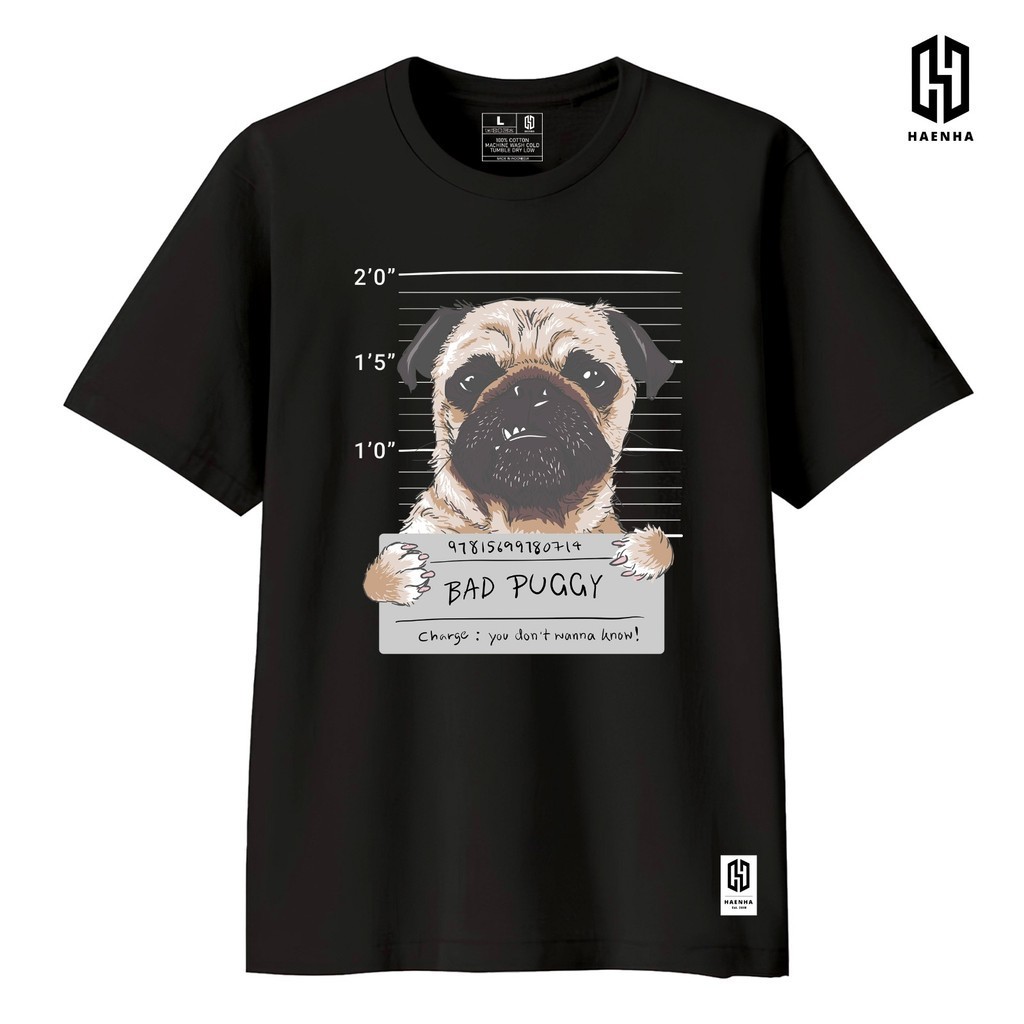 Ready Stock - HAENHA Dog Bad Puggy T-Shirt Cotton Combed 24S