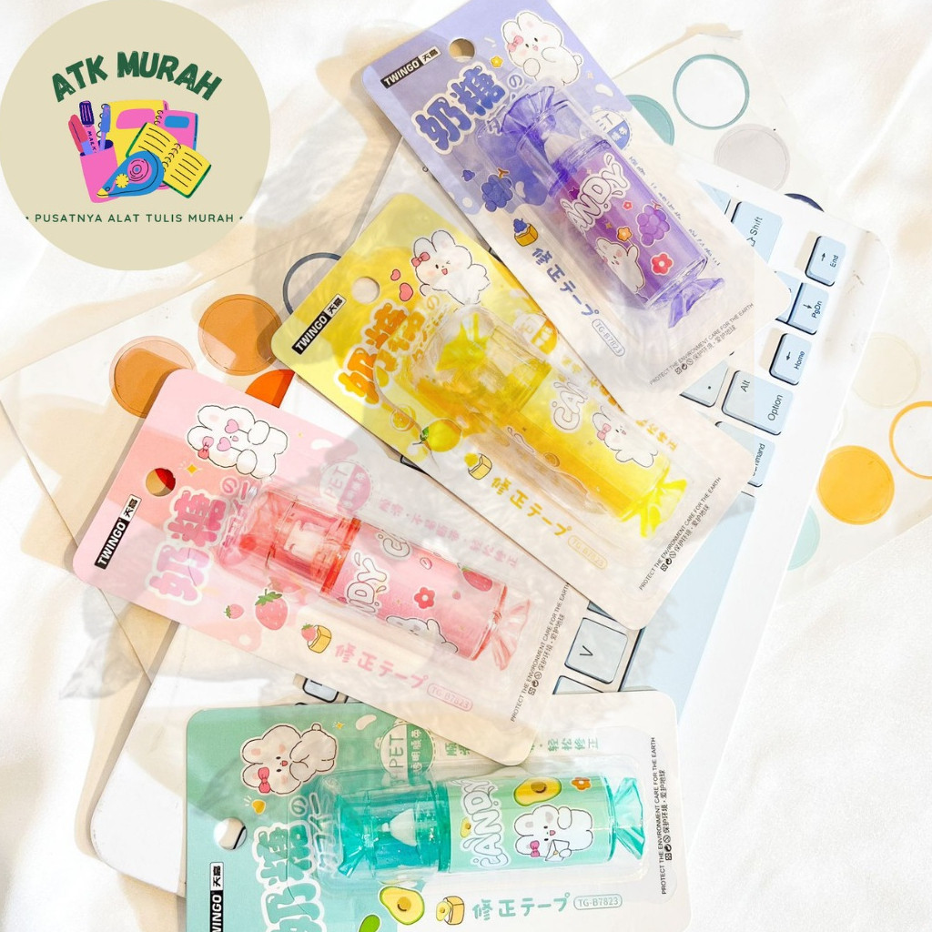 

Correction Tape Twingo Candy tipex TIP X alat tulis sekolah kantor penghapus pulpen label cute stationery kado unik warna pastel lucu