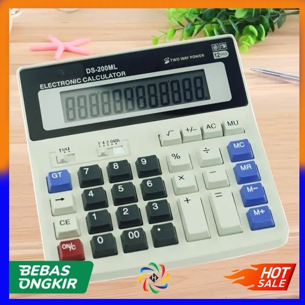 

KALKULATOR DS-200ML 12 DIGIT 2 POWER SOLAR BATTERY OFFICE TOOLS