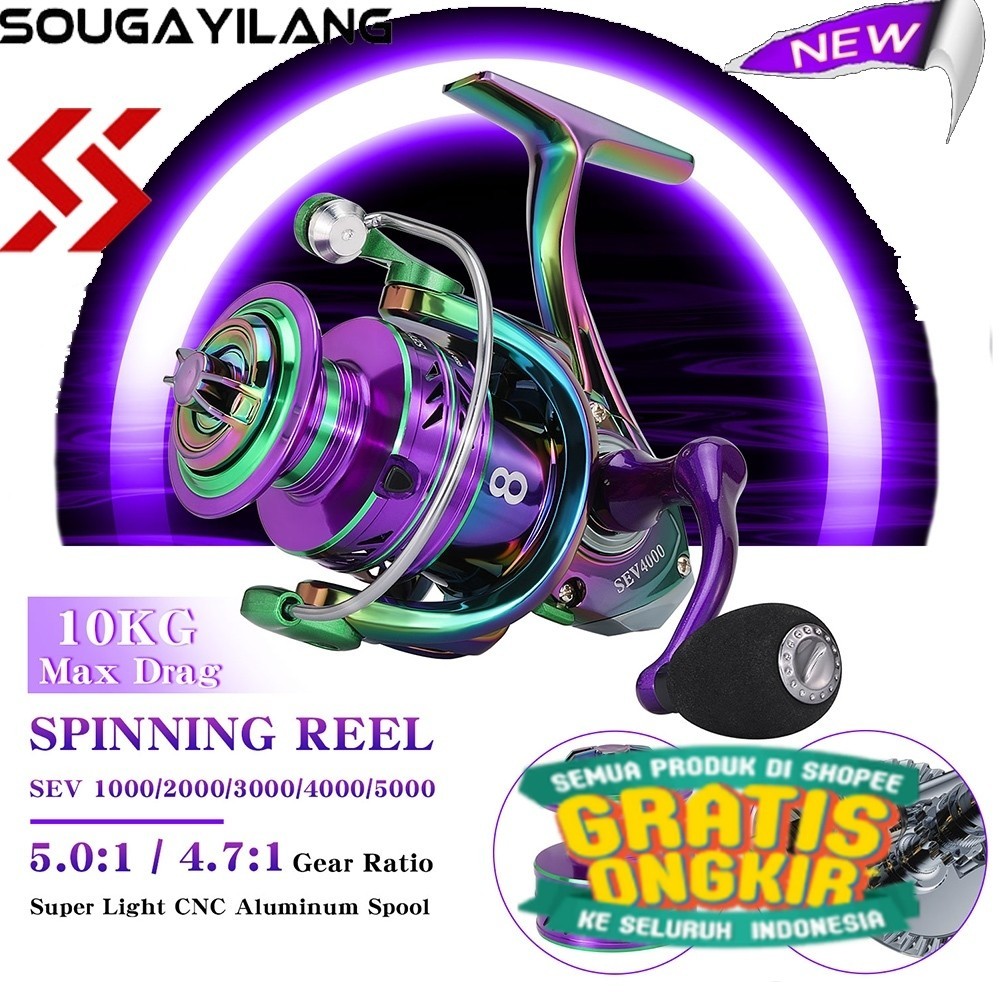 Sougayilang Joran pancing Reel Pancing Seri 1000-5000 Reel Pancing Warna Warni Maks 10KG Gulungan Pa