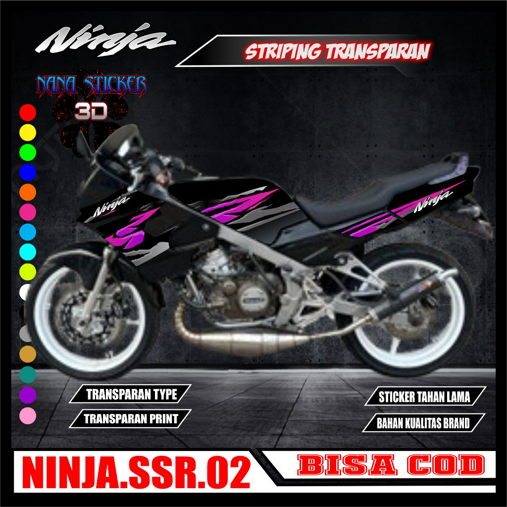 Striping TRANSPARAN KAWASAKI NINJA SSR Variasi Stiker Sticker list body motor KAWASAKI NINJA SSR Mot