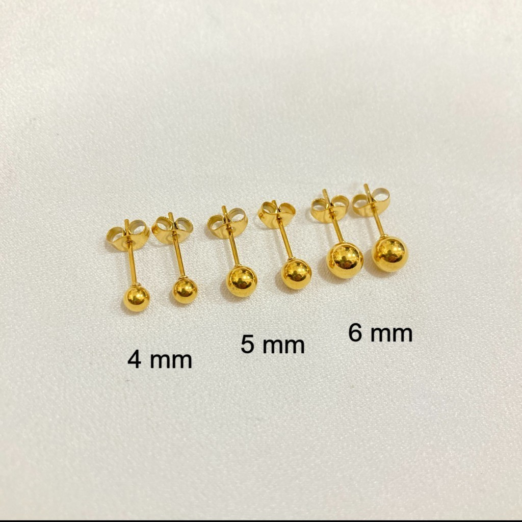 ANTING TUSUK GOLD MOTIF BOLA / GIWANG BOLA TITANIUM ANTI KARAT 100%