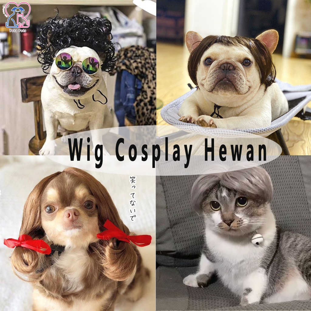 Cosplay Hewan Anjing Kucing Wig Hewan Anjing Kucing Pet Wig Fake Hair Wig Anjing Aksesoris Rambut