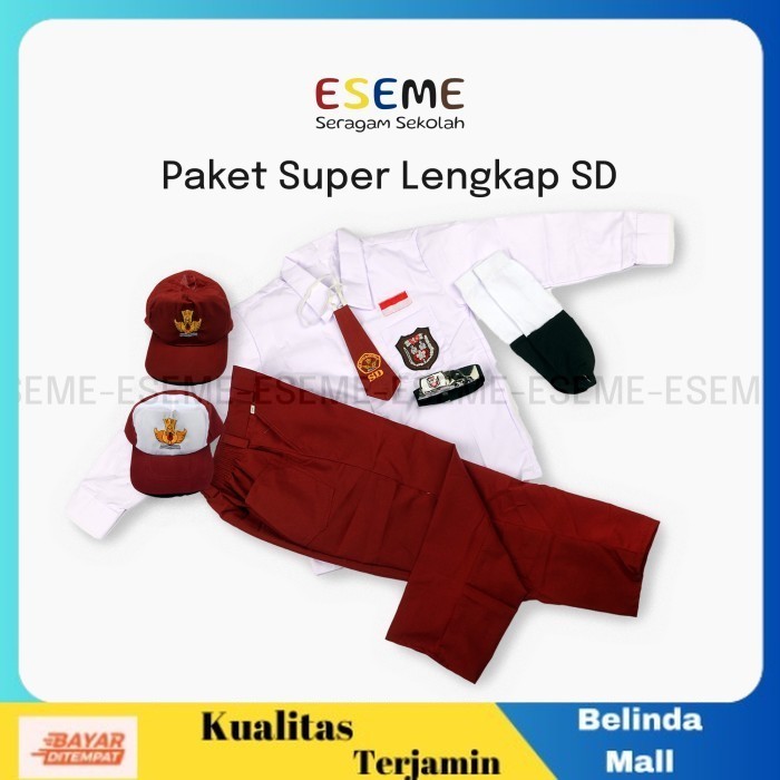 

⭐KUALITAS TERBAIK⭐ SETELAN SUPER LENGKAP SERAGAM SEKOLAH SD PANJANG LAKI kelas 2, topi merah puti Murah