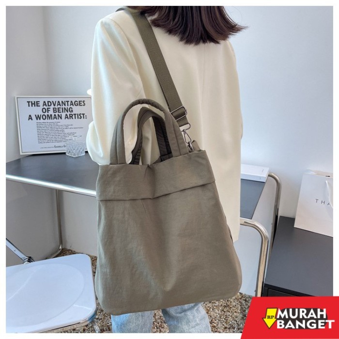 tas selempang pria kekinian Sling Bag Crossbody Tote Bag Nylon HQ / Tas Wanita Pria - Cream