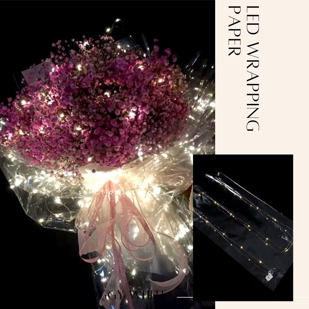 

1LEMBAR Wrapping Lampu LED - Cellophane bisa nyala Transparant Buket Bunga cellophane dengan lampu led glow in the dark cellophane