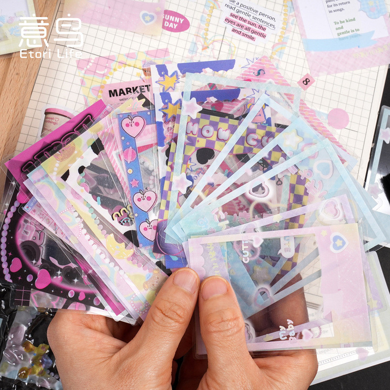 

Etori Life 20pcs/pack PET Sticker Pack Guka Onepick Photo Decorative Frame Series Student DIY Stationery Decoration Stickers