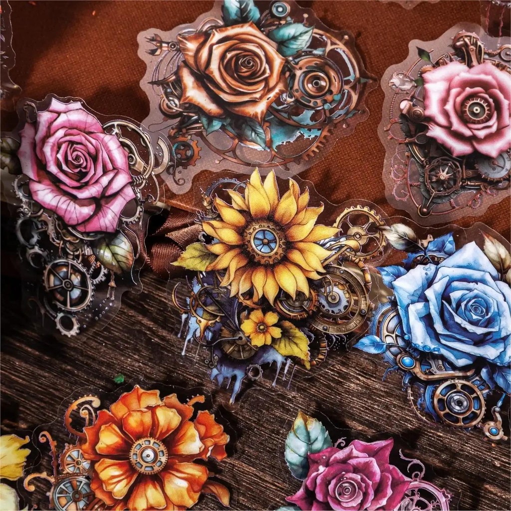 

12pcs/pack Vintage Flowers Window Stickers Waterproof PET Materials DIY Srapbooking Materials Decor Aesthetics Stickers