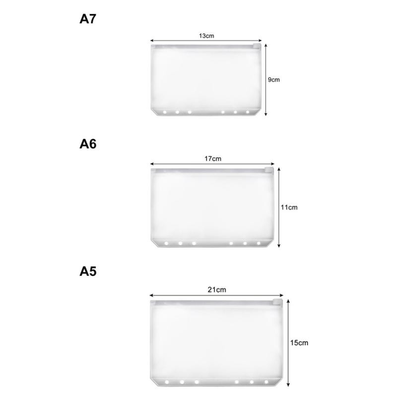 

A5 A6 A7 Binder Pockets Binder Zipper Folders For 6-Ring Notebook Binder Loose Leaf Insert Bags Waterproof Pouch