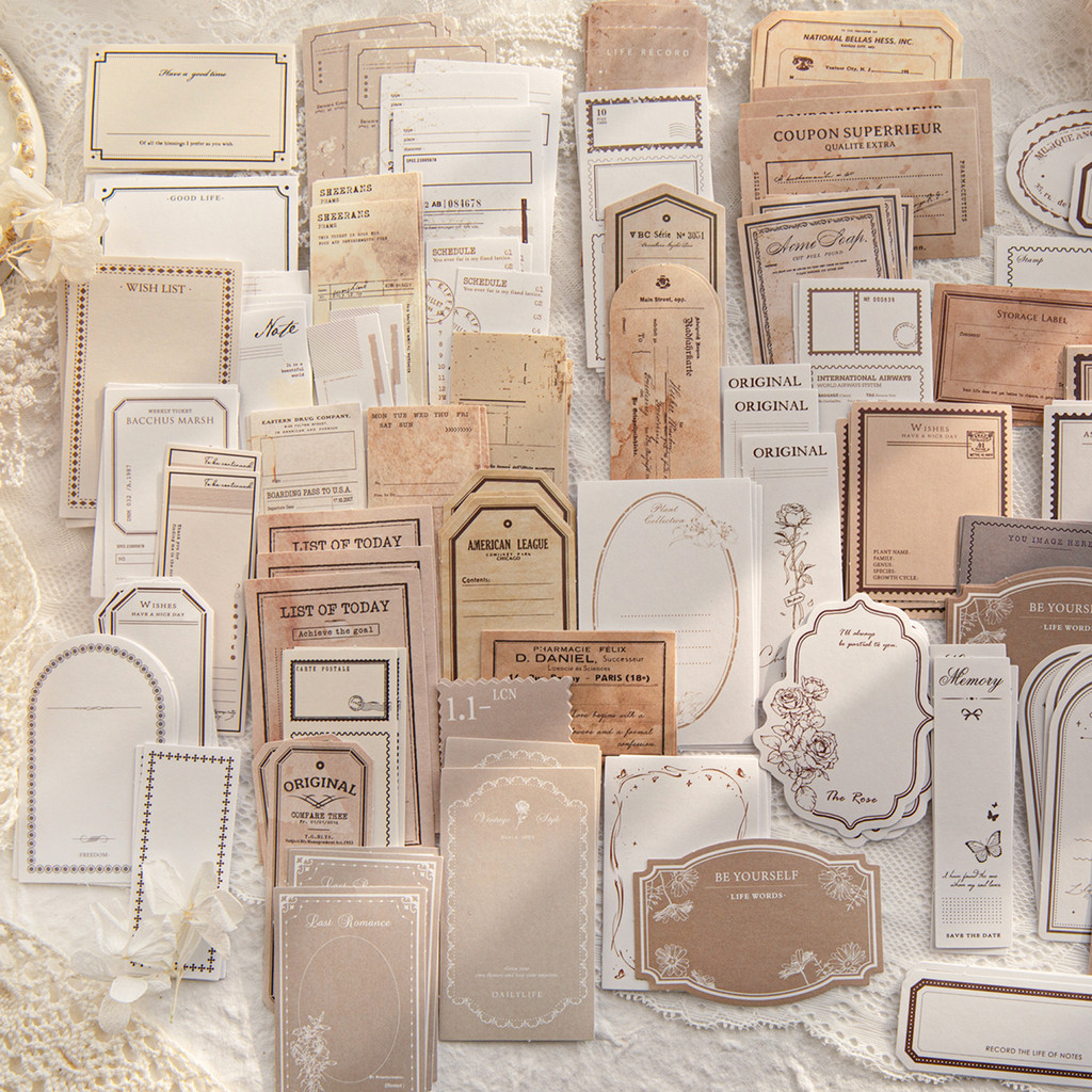 

Yoofun 30pcs/box Vintage Label Stickers Retro Diary Scrapbooking Collage Junk Journal Stickers Office School Stationery Label