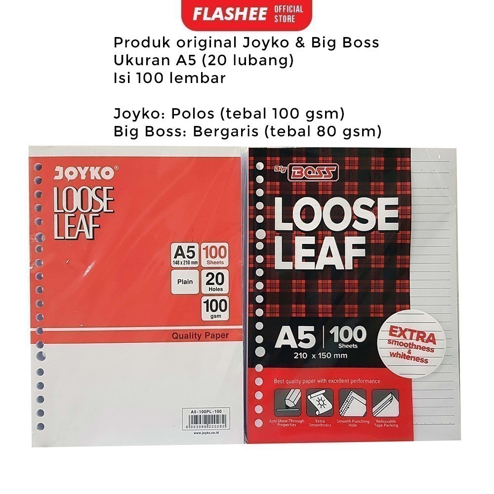 

Loose Leaf Big Boss A5 B5 Isi Kertas File Binder 20ring 26ring Isi 50 100 Lembar