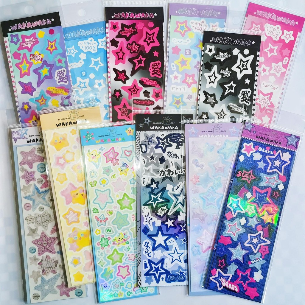 

Korean Style Cute Journal stickers Hot KPOP Toploader Decoration Scrapbooking Material Kawaii Star Holographic Deco Seal