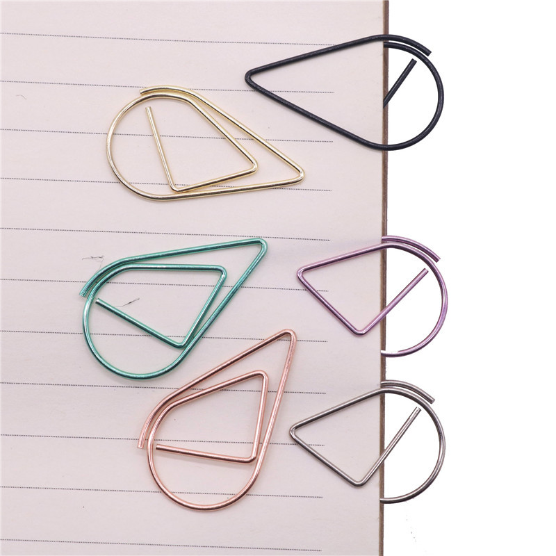 

2000 Pcs Metal Bookmarks Water Droplets Clip 26 * 16mm Black Yellow Green Gold Silver Purple Mixed Color Optional