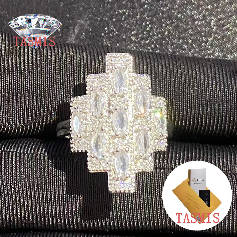 TASMIS Cincin Perhiasan Moissanite Mewah Wanita Desain Berlian Zaitun Stok