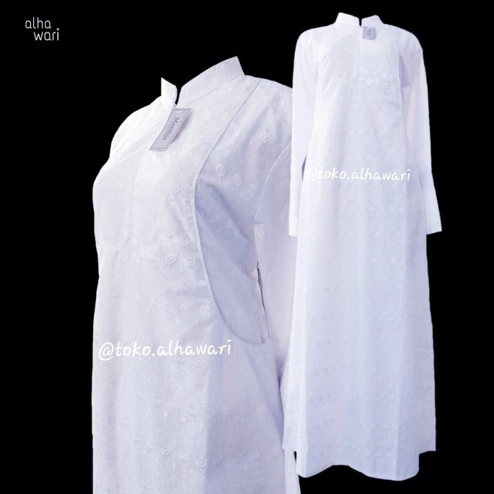Gamis Putih Jumbo gamis katun paris gamis haji dan umroh - Putih, 5L