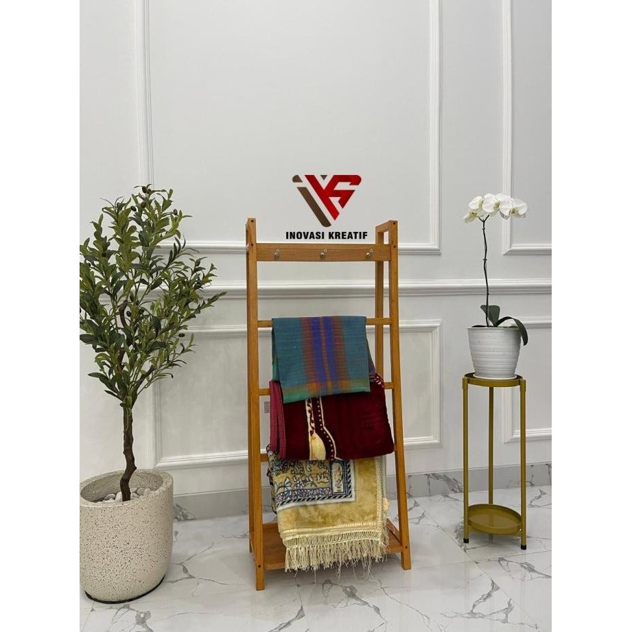 Rak Mukena Minimalis Tempat Mukena dan Sajadah Rak Peralatan Shalat - finshing plitur