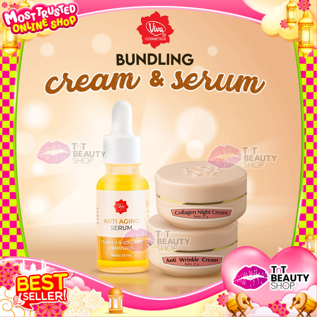 [BUNDLING] Viva Anti Wrinkle 22gr - Collagen Night Cream 22gr - Face Anti Aging Serum | TnT Beauty S