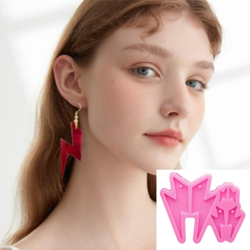 

DIY Lightning Shape Earrings Silicone Mold Women Drop Earrings Pendant Charms Epoxy Resin Mould Jewelry Necklace Making Ornament