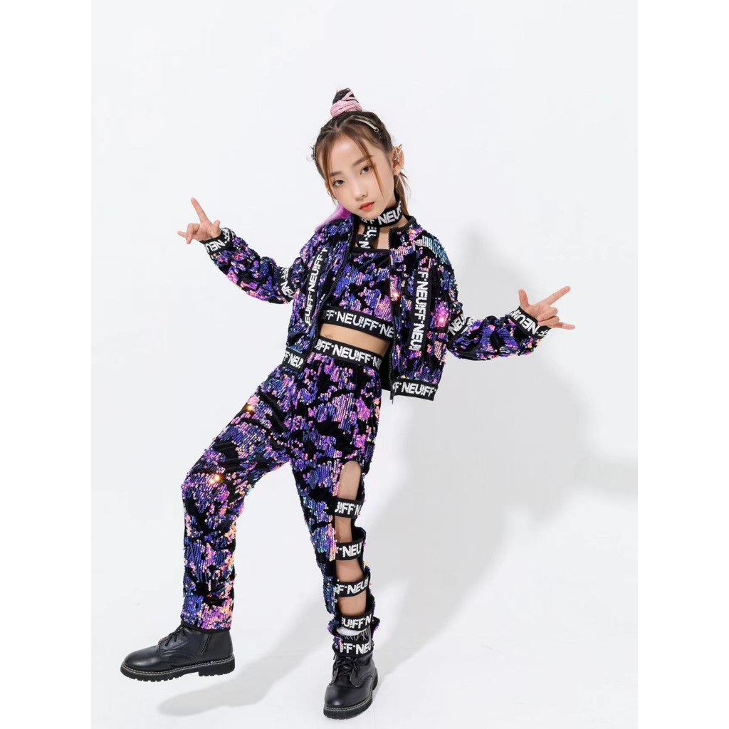 Women Girl Jazz Dance Costume Children Street Hip hop Dance Jazz Stage Kid Dance Costume for Girls s