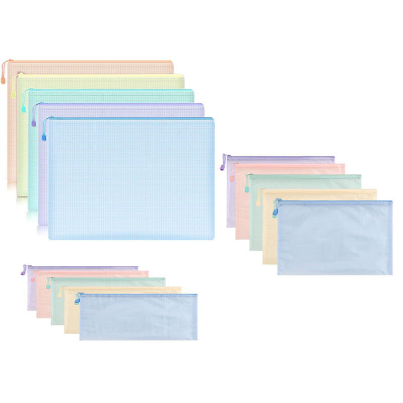 

5pcs Mesh Zipper Pouch Document Bag Waterproof Zip File Folders A4 A5 A46 Case Storage Bags School Office Supplies Stationery