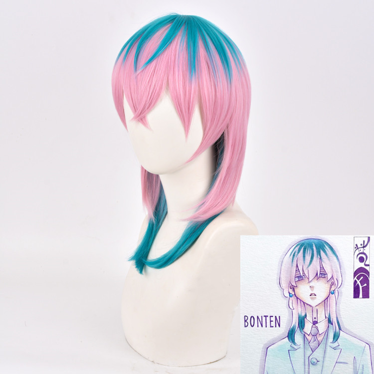 Anime Tokyo Revengers Cosplay Rindo Haitani Cosplay Wig Pink Mixed Blue Heat Resistant Synthetic Par