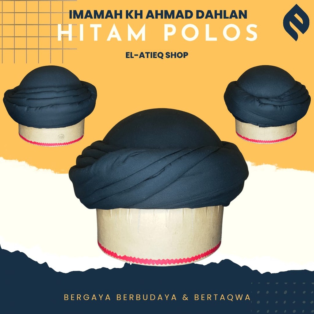 Imamah KH Ahmad Dahlan Hitam Polos