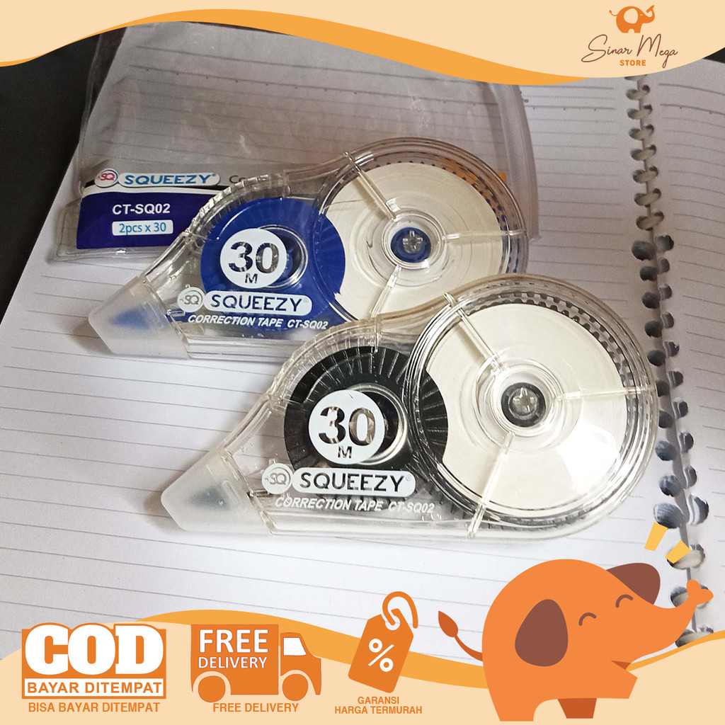 

SQUEEZY Correction Tape Set Isi 2 CT-SQ02 5mm x 30M - Pita Koreksi Tip-Ex Besar