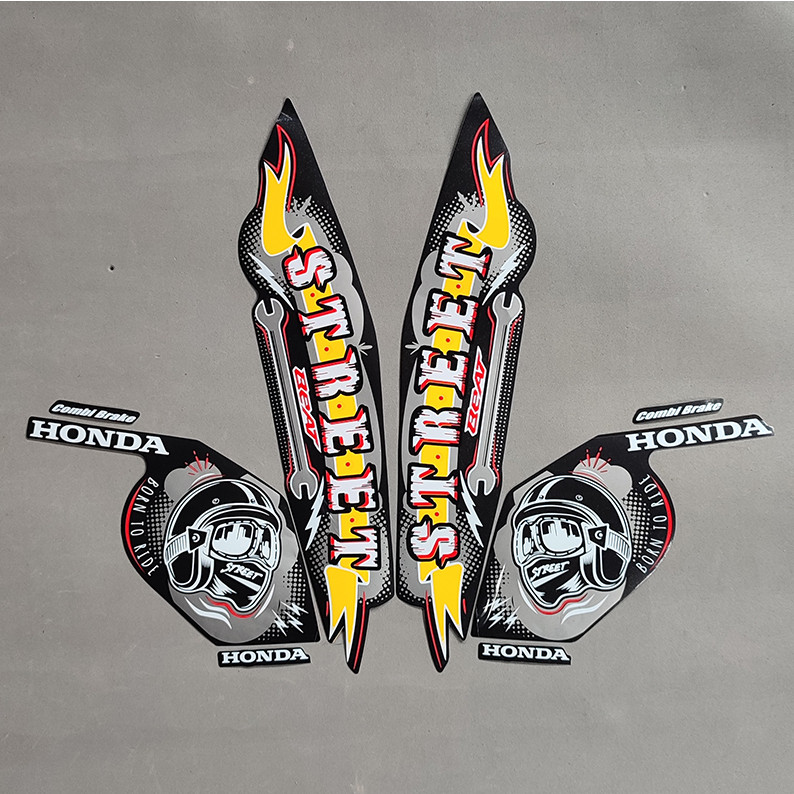 STIKER STRIPING  LIS BODY MOTOR HONDA BEAT STREET 2023 HITAM KUNING