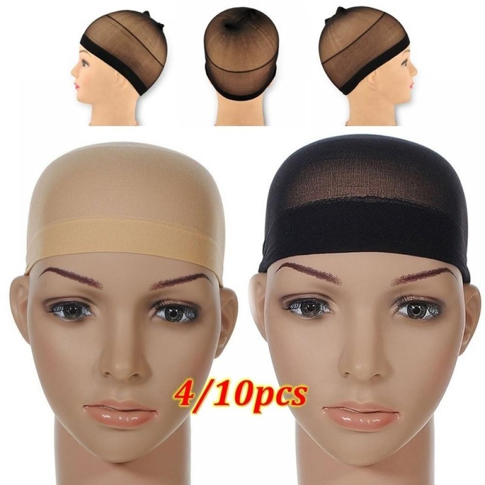 2Pcs Top Stocking Wig Cap Hair Net For Weave Hair Wig Nets Black Brown Stretch Mesh Wig Cap For Maki